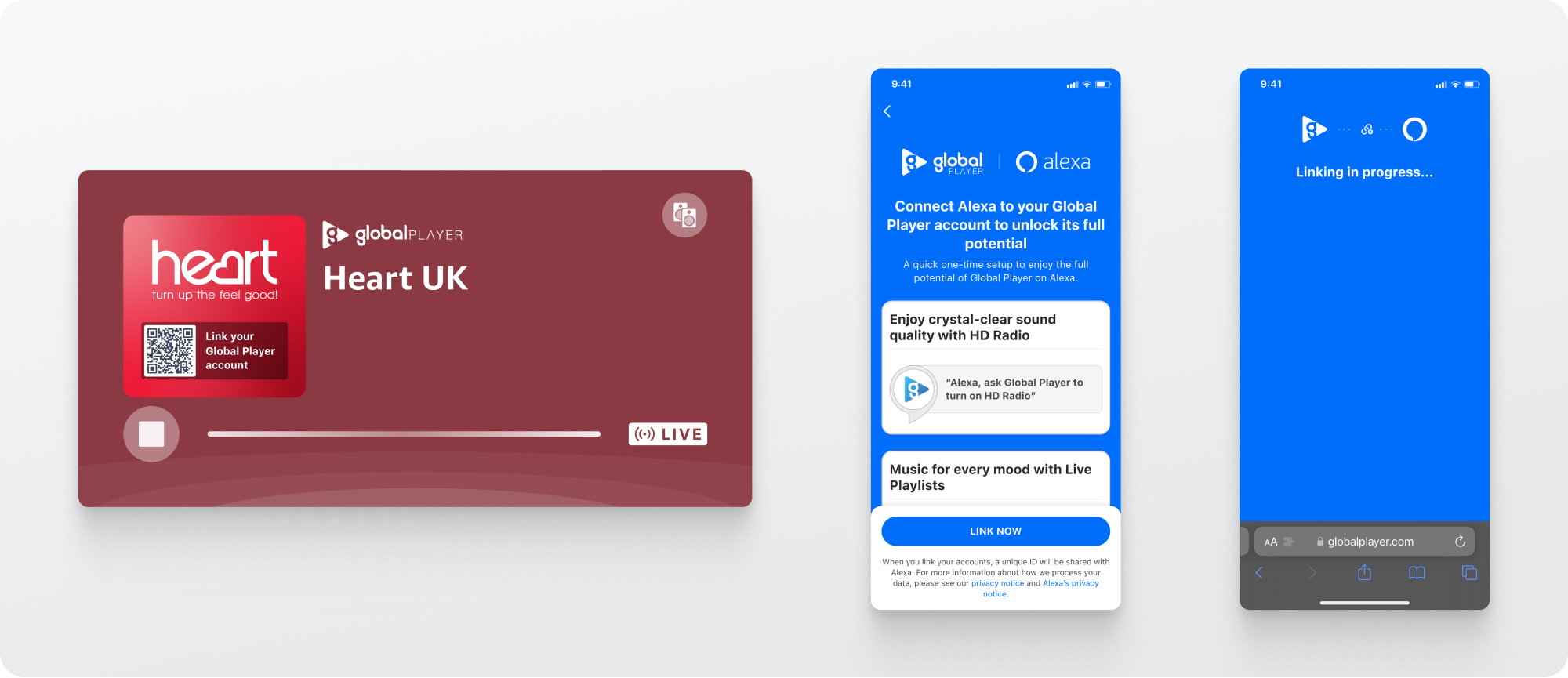 Global Player account-linking and voice interaction design work.