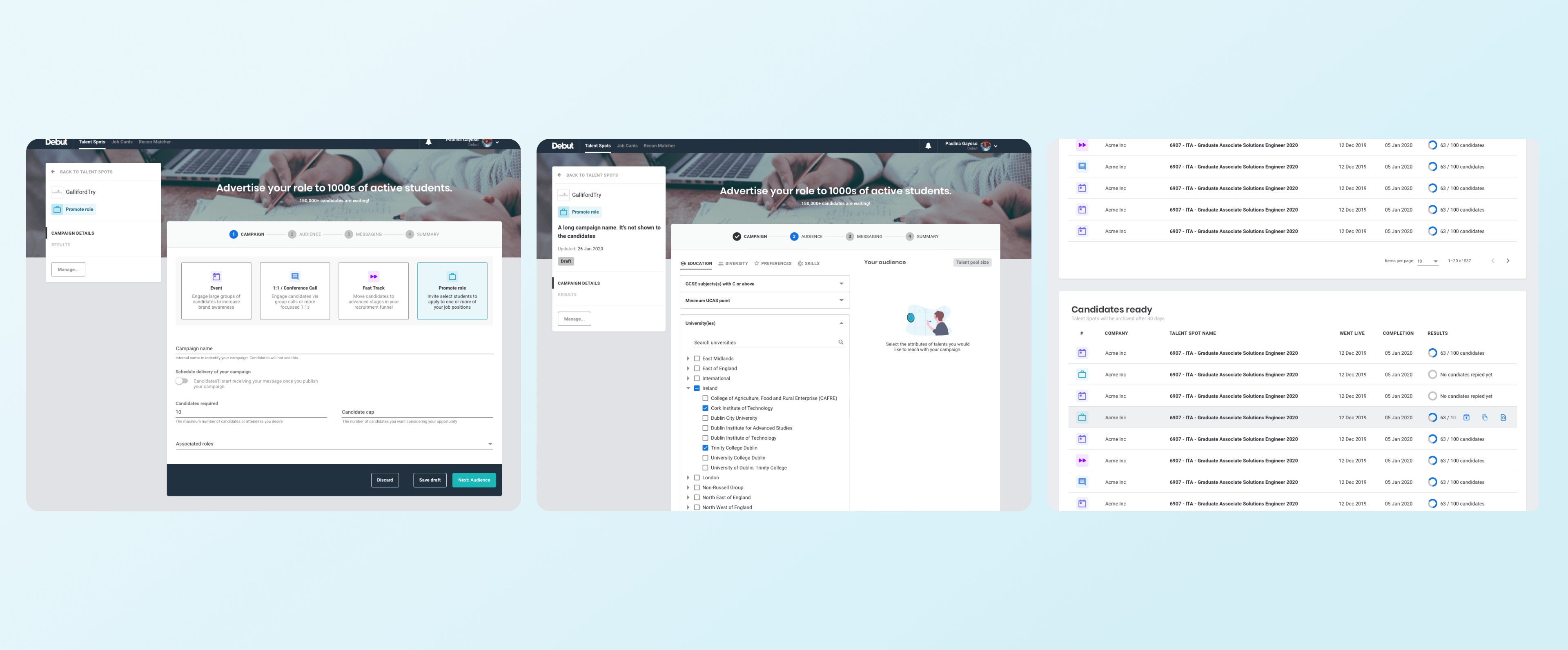 Debut employer dashboard cover showing the employer-facing product interface.