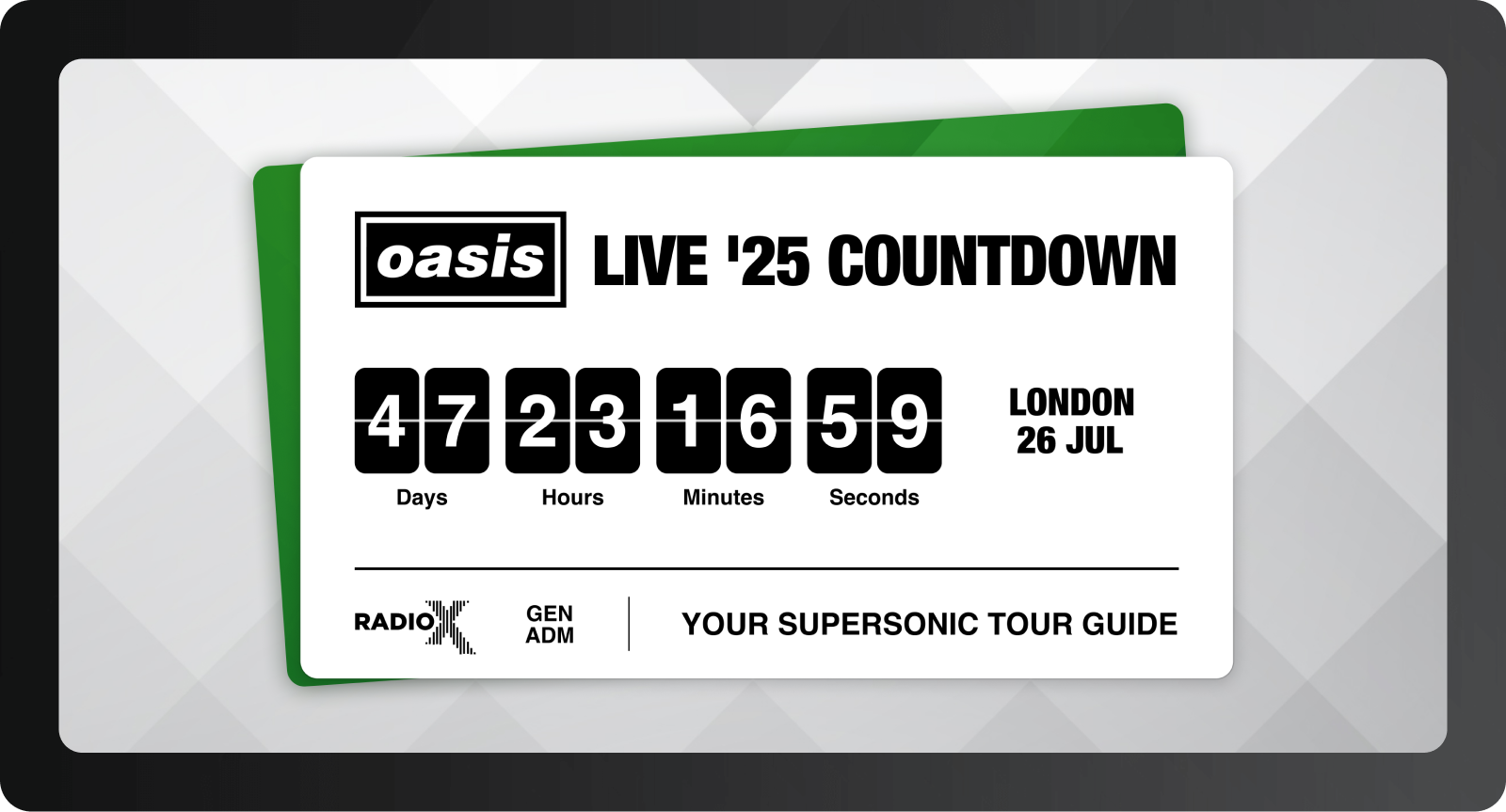 Oasis countdown timer campaign asset.