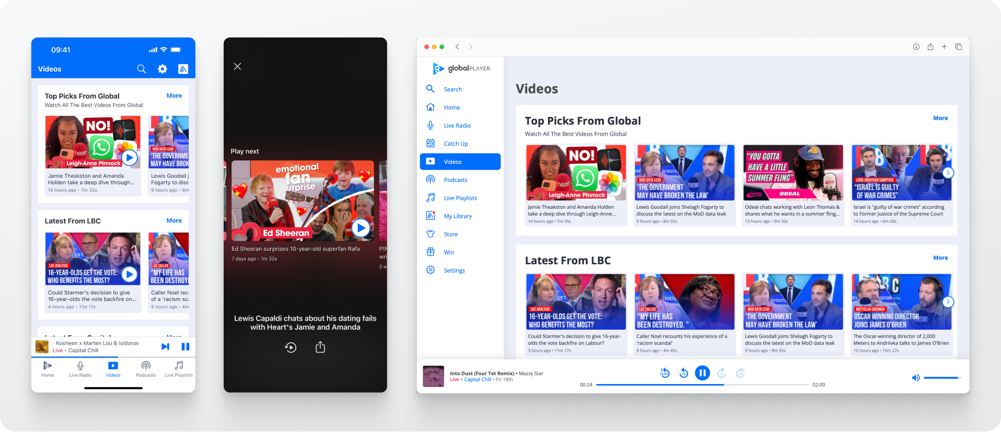 Global Player video destination cover showing the product's native video browsing surface.